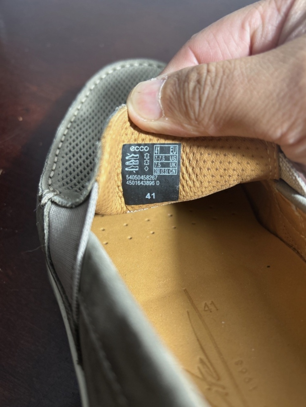 Ecco Shoes Mens 7-7.5 Lite Moc Loafers Slip On Perforated Comfort Grey Leather - Picture 7 of 8